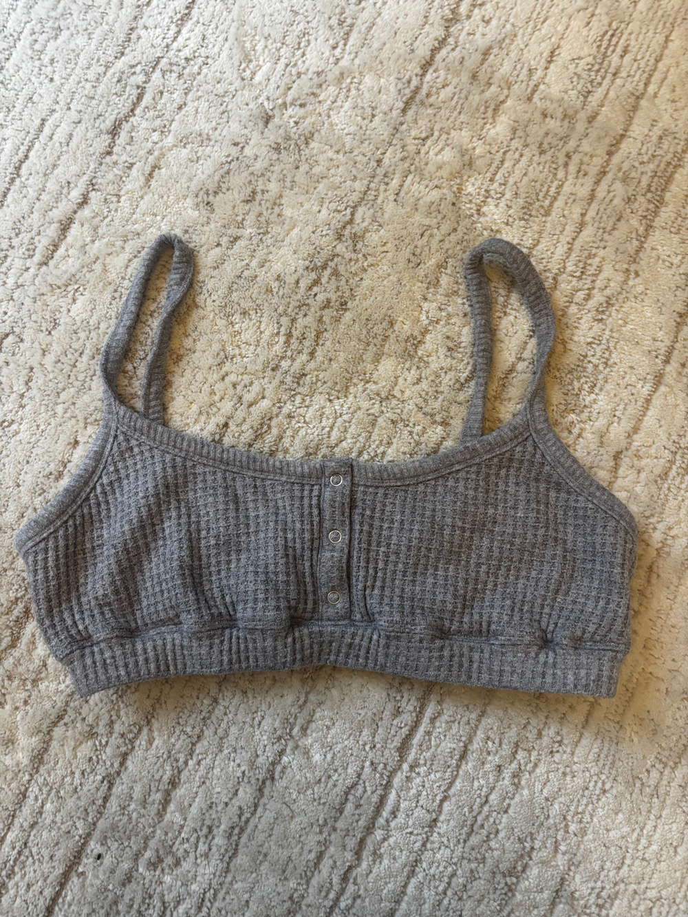 Garage Gray Ribbed Button Front Bralette Top size L